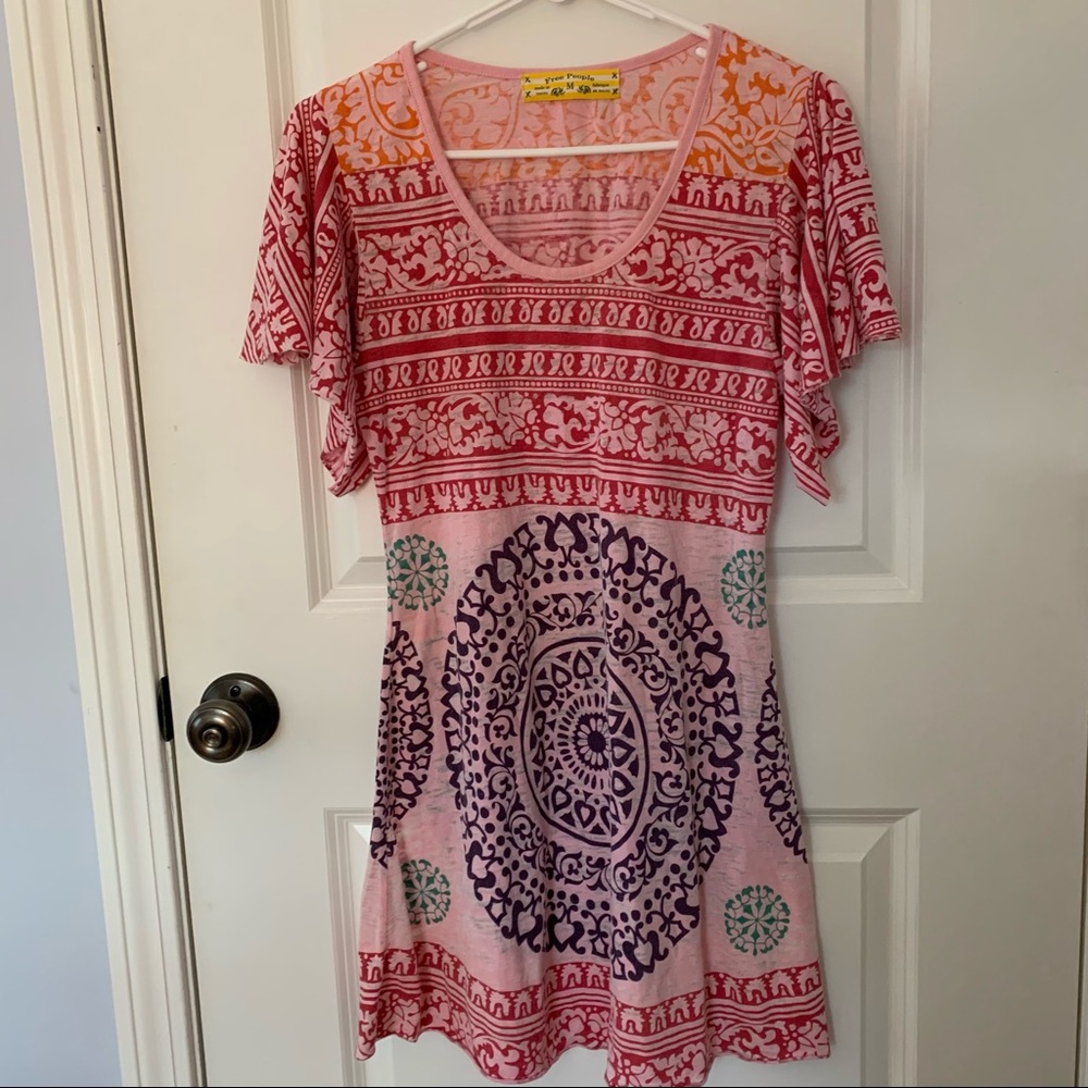 Free People gauzy pink tunic